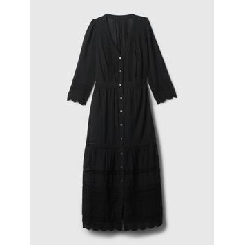 GAP Krajkové midi šaty Černá
