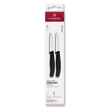 VICTORINOX Swiss Classic, paring knife, 2pcs, 8cm, straight, black, box
