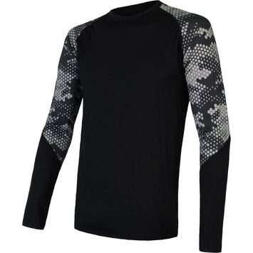 SENSOR MERINO IMPRESS pánské triko dl. rukáv černá/honeycomb
