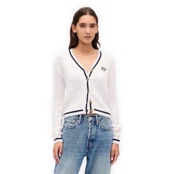 GAP 836177-00 Crop kardigan s logem Bílá