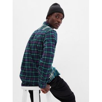 GAP 488359-01 Flanelová kostkovaná košile Zelená