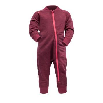 DEVOLD Nibba Merino Playsuit Baby, Beetroot Melange