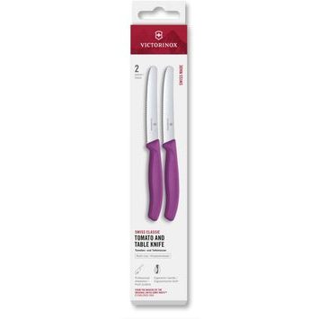 VICTORINOX Swiss Classic, tomato & table knife, 2pcs, 11cm, wavy, purple, box
