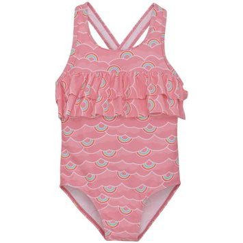 COLOR KIDS Swimsuit W. frills, AOP-5039-Plumeria