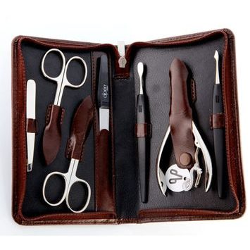 ALPEN Nickel manicure set zip leather black 7 pcs