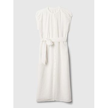 GAP 857632-01 Mušelínové midi šaty Bílá