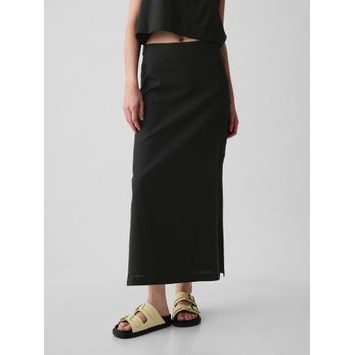 GAP 480063-03 Lněná maxi sukně Černá