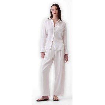 GAP 877627-00 Kalhoty z lněné směsi Easy Barrel Bílá