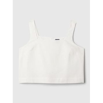 GAP 417117-03 Lněný crop top Bílá