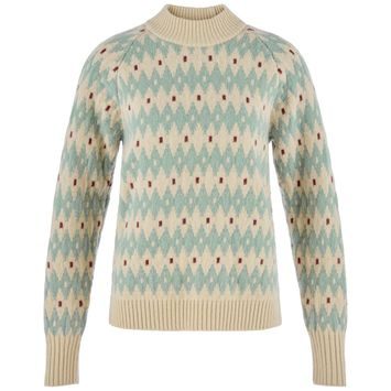 FJÄLLRÄVEN Övik Jacquard Knit W Light Beige-Misty Green