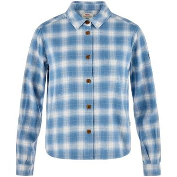 FJÄLLRÄVEN Övik Boxy Flannel Shirt W Eggshell-Dawn Blue