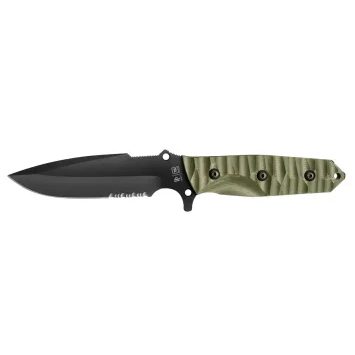 TB OUTDOOR MARAUDEUR G10 ARMY GREEN HANDLE / SERRATED BLADE + KYDEX SHEATH SERRATED