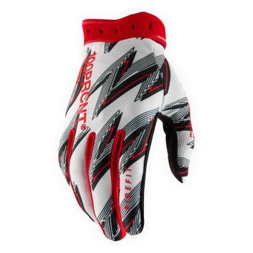 100% RIDEFIT Gloves White/Red