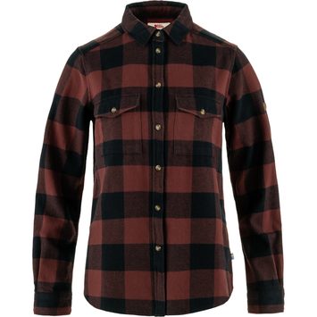 FJÄLLRÄVEN Övik Heavy Flannel Shirt W Dark Navy-Maroon