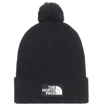 THE NORTH FACE TNF LOGO BOX POM BEANIE, TNF BLACK