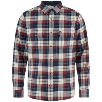 FJÄLLRÄVEN Singi Heavy Flannel Shirt M Dark Navy-Maroon