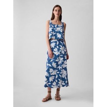 GAP 417117-00 Lněný crop top Modrá