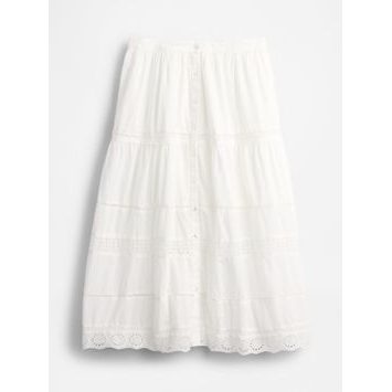 GAP Maxi sukně s krajkou Bílá
