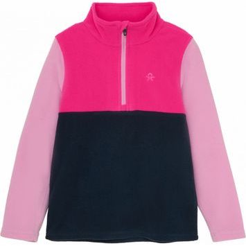COLOR KIDS Fleece Pulli - Colorblock-Pink Glo