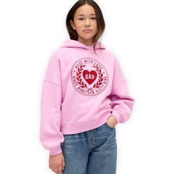 GAP 869541-00 Dětská oversize mikina Logo VintageSoft Růžová