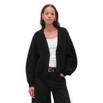 GAP 820755-01 Žebrovaný kardigan Černá