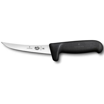 VICTORINOX Fibrox, boning knife, 12cm, straight, safety grip, black