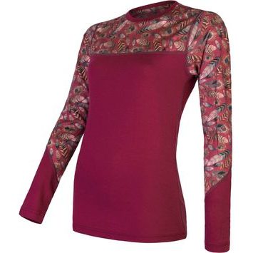 SENSOR MERINO IMPRESS dámské triko dl. rukáv lilla/feather