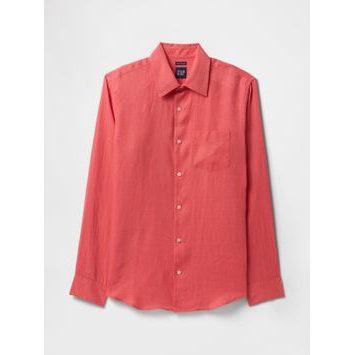 GAP Lněná košile Classic Shirt Červená