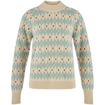 FJÄLLRÄVEN Övik Jacquard Knit W Light Beige-Misty Green