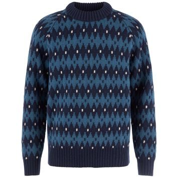 FJÄLLRÄVEN Övik Jacquard Knit M Dark Navy-Indigo Blue