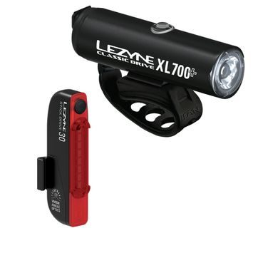 LEZYNE CLASSIC DRIVE XL 700+ / STICK DRIVE PAIR SATIN BLACK / BLACK