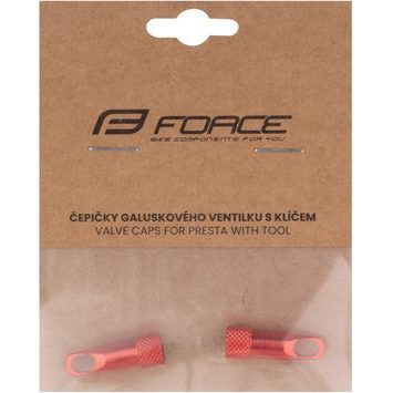 FORCE čepičky galuskového ventilku s klíčem, hliník, červené