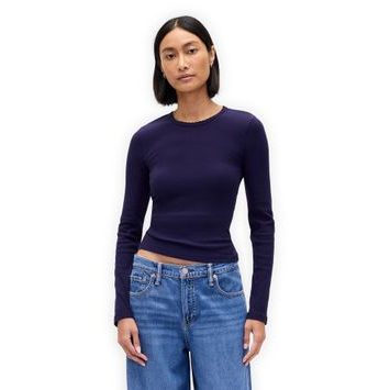 GAP 843479-06 Žebrované tričko Tmavě modrá