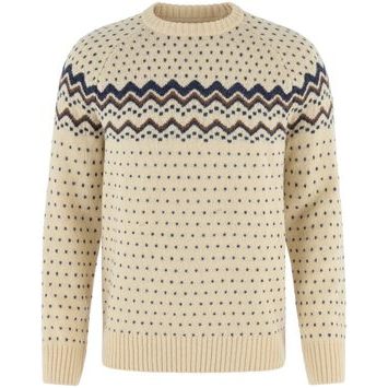 FJÄLLRÄVEN Övik Knit Sweater M Light Beige-Navy