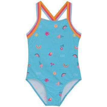 COLOR KIDS Swimsuit W Elastic Straps, AOP-7452-River Blue