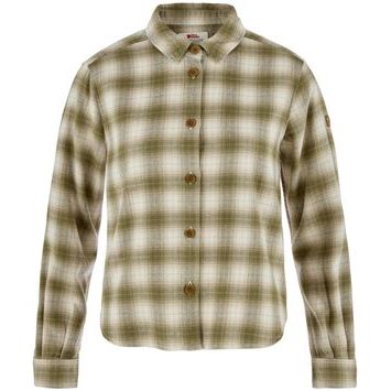 FJÄLLRÄVEN Övik Boxy Flannel Shirt W Green-Chalk White