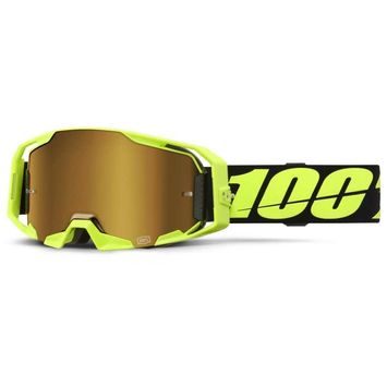100% ARMATIC Goggle Neon Yellow - Mirror True Gold Lens