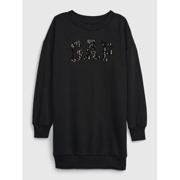 GAP 815182-01 Dětské mikinové šaty s logem, Černá