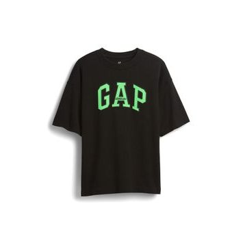 GAP Dětské oversize tričko Heavyweight Athletic Logo Černá