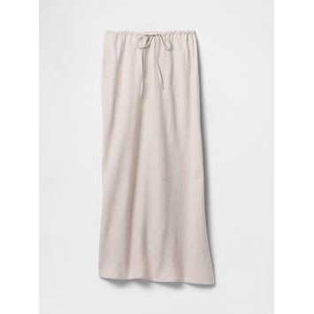GAP Lněná midi sukně Béžová