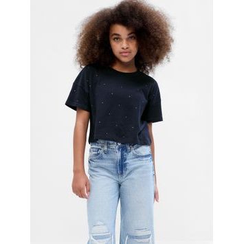 GAP 787187-00 Dětské tričko crop Tmavě modrá