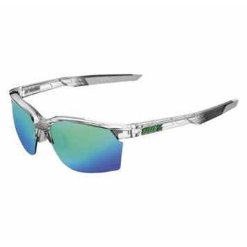 100% SPORTCOUPE - POLISHED TRANSLUCENT CRYSTAL GREY - GREEN MULTILAYER MIRROR LENS