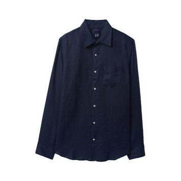GAP Lněná košile Classic Shirt Tmavě modrá