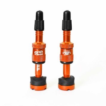 E*THIRTEEN Presta Quickfill Tubeless Valves | Gen2 | 16-24mm Depth | 2 Pieces | Naranja