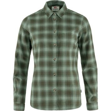 FJÄLLRÄVEN Övik Flannel Shirt W, Deep Forest-Patina Green