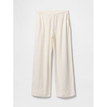 GAP Lněné kalhoty Wide Bílá