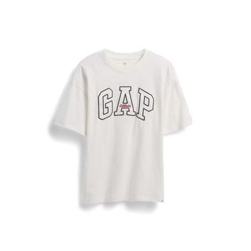 GAP Dětské oversize tričko Heavyweight Athletic Logo Bílá