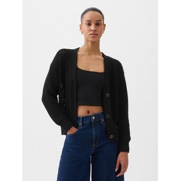GAP 854777-01 Háčkovaný kardigan Černá