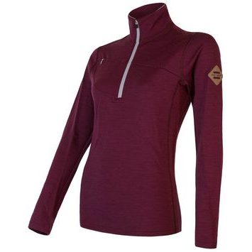 SENSOR MERINO UPPER dámská mikina krátký zip port red