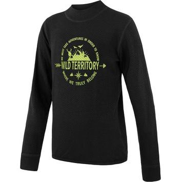 SENSOR MERINO DF TERRITORY dětské triko dl.rukáv černá